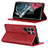 Leather Case Stands Flip Cover Holder D04T for Samsung Galaxy S22 Ultra 5G Red