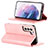 Leather Case Stands Flip Cover Holder D04T for Samsung Galaxy S23 Plus 5G Pink