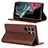 Leather Case Stands Flip Cover Holder D04T for Samsung Galaxy S23 Ultra 5G Brown