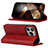 Leather Case Stands Flip Cover Holder D05T for Apple iPhone 13 Pro Max Red