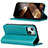 Leather Case Stands Flip Cover Holder D05T for Apple iPhone 14 Plus Cyan