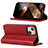 Leather Case Stands Flip Cover Holder D05T for Apple iPhone 14 Plus Red