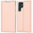 Leather Case Stands Flip Cover Holder D05T for Samsung Galaxy S21 Ultra 5G Rose Gold