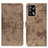 Leather Case Stands Flip Cover Holder D05Y for Oppo A95 4G Khaki