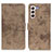 Leather Case Stands Flip Cover Holder D05Y for Samsung Galaxy S21 5G Khaki