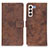 Leather Case Stands Flip Cover Holder D05Y for Samsung Galaxy S21 Plus 5G Brown