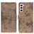 Leather Case Stands Flip Cover Holder D05Y for Samsung Galaxy S22 5G Khaki