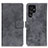 Leather Case Stands Flip Cover Holder D05Y for Samsung Galaxy S22 Ultra 5G Gray