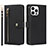 Leather Case Stands Flip Cover Holder D06T for Apple iPhone 13 Pro Black