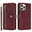 Leather Case Stands Flip Cover Holder D06T for Apple iPhone 13 Pro Red