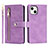 Leather Case Stands Flip Cover Holder D06T for Apple iPhone 14 Plus Clove Purple