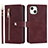 Leather Case Stands Flip Cover Holder D06T for Apple iPhone 14 Plus Red
