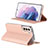 Leather Case Stands Flip Cover Holder D06T for Samsung Galaxy S21 5G Rose Gold