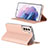 Leather Case Stands Flip Cover Holder D06T for Samsung Galaxy S22 5G Rose Gold