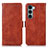 Leather Case Stands Flip Cover Holder D06Y for Motorola Moto G200 5G Brown
