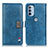 Leather Case Stands Flip Cover Holder D06Y for Motorola Moto G41 Blue