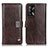 Leather Case Stands Flip Cover Holder D06Y for Oppo A95 4G Brown