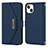Leather Case Stands Flip Cover Holder D07T for Apple iPhone 14 Plus Blue