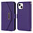 Leather Case Stands Flip Cover Holder D07T for Apple iPhone 14 Plus Purple