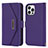 Leather Case Stands Flip Cover Holder D07T for Apple iPhone 14 Pro Purple