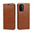 Leather Case Stands Flip Cover Holder D07T for OnePlus Nord N200 5G Light Brown