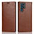 Leather Case Stands Flip Cover Holder D07T for Samsung Galaxy S21 Ultra 5G Light Brown