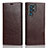 Leather Case Stands Flip Cover Holder D07T for Samsung Galaxy S23 Ultra 5G Brown