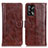 Leather Case Stands Flip Cover Holder D07Y for Oppo A95 4G Brown