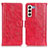 Leather Case Stands Flip Cover Holder D07Y for Samsung Galaxy S21 5G Red