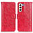 Leather Case Stands Flip Cover Holder D07Y for Samsung Galaxy S21 Plus 5G Red