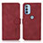 Leather Case Stands Flip Cover Holder D08Y for Motorola Moto G41 Red