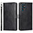 Leather Case Stands Flip Cover Holder D09T for Samsung Galaxy S21 Ultra 5G Black