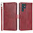 Leather Case Stands Flip Cover Holder D09T for Samsung Galaxy S21 Ultra 5G Red