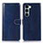 Leather Case Stands Flip Cover Holder D10Y for Motorola Moto G200 5G Blue