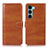 Leather Case Stands Flip Cover Holder D10Y for Motorola Moto G200 5G Brown