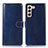Leather Case Stands Flip Cover Holder D10Y for Samsung Galaxy S21 5G Blue