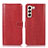 Leather Case Stands Flip Cover Holder D10Y for Samsung Galaxy S21 5G Red