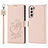 Leather Case Stands Flip Cover Holder D11T for Samsung Galaxy S21 5G Pink