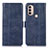 Leather Case Stands Flip Cover Holder D11Y for Motorola Moto E20 Blue