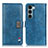 Leather Case Stands Flip Cover Holder D11Y for Motorola Moto G200 5G Blue