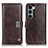 Leather Case Stands Flip Cover Holder D11Y for Motorola Moto G200 5G Brown