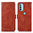 Leather Case Stands Flip Cover Holder D11Y for Motorola Moto G41 Brown