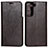 Leather Case Stands Flip Cover Holder D13T for Samsung Galaxy S23 Plus 5G Brown