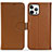 Leather Case Stands Flip Cover Holder DL1 for Apple iPhone 13 Pro Max Light Brown