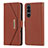 Leather Case Stands Flip Cover Holder DT1 for Sony Xperia 5 III Brown