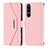 Leather Case Stands Flip Cover Holder DT1 for Sony Xperia 5 III Pink