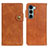 Leather Case Stands Flip Cover Holder DY01 for Motorola Moto Edge S30 5G Brown