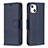 Leather Case Stands Flip Cover Holder for Apple iPhone 13 Blue