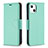 Leather Case Stands Flip Cover Holder for Apple iPhone 13 Mini Cyan