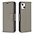 Leather Case Stands Flip Cover Holder for Apple iPhone 13 Mini Gray